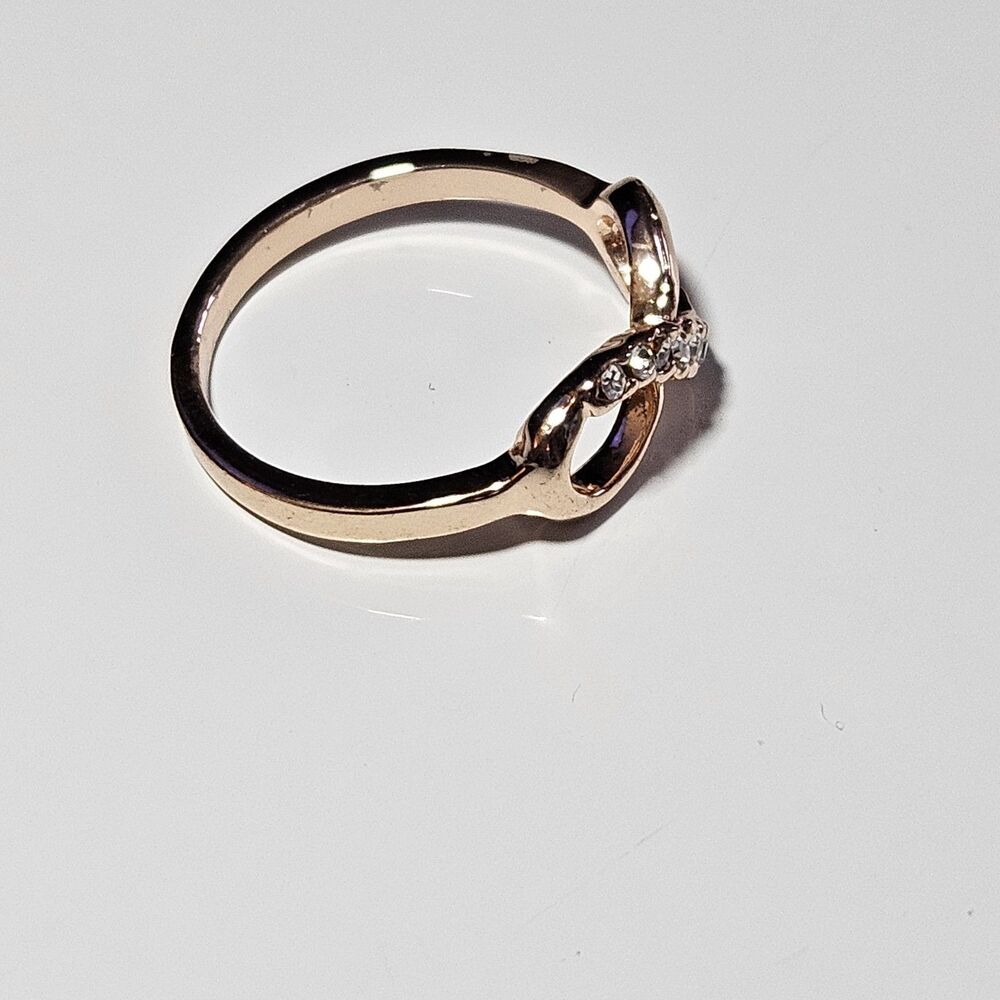Rose Gold Tone Clear Rhinestone Infinity Ring Size 8 - Picture 10 of 11